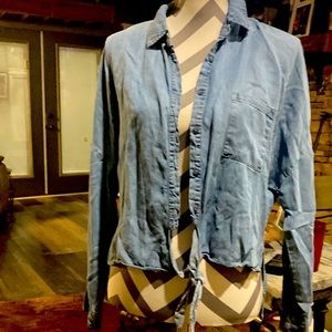 Denim hi lo button up shirt